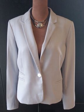 Calvin Klein Light Blue Single Button Blazer Tailored Notch Lapel Size 6